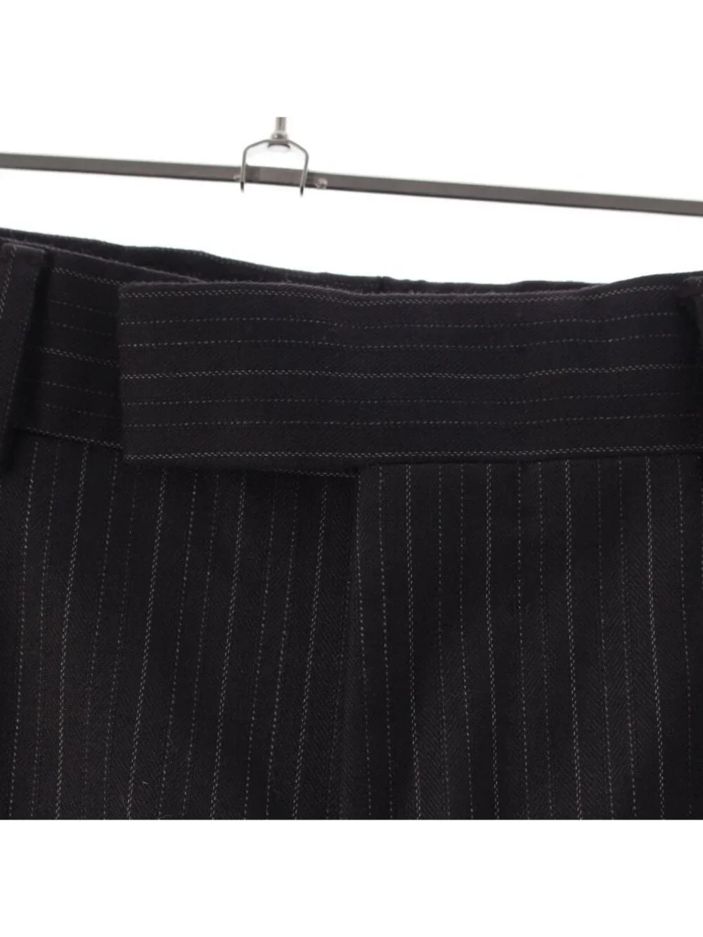 Gucci Era Black Tag Wool Cashmere Pinstripe Pants Trousers Gray 52